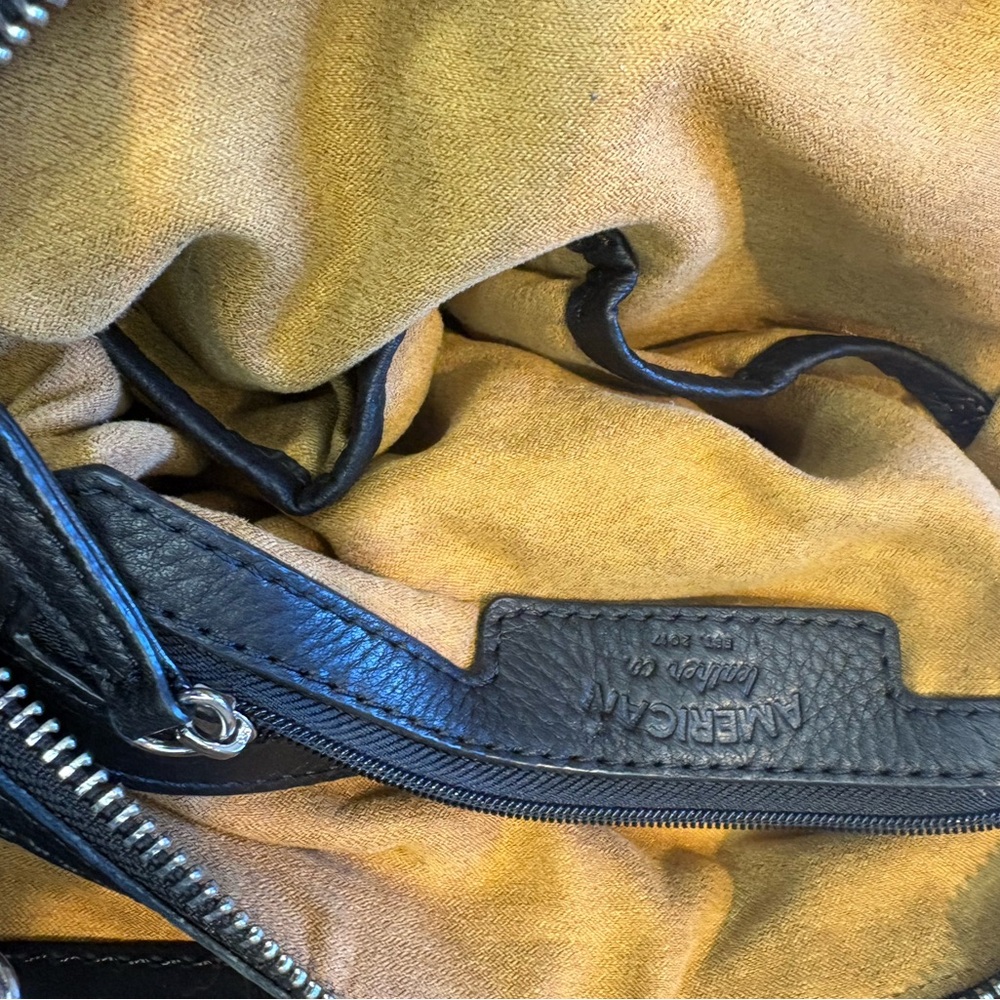 American Leather Co. Lenox 2.0 Black Suede triple entry Satchel - Picture 5 of 5